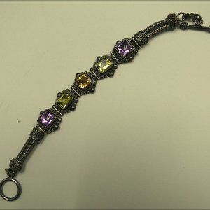Sterling Silver Bracelet w/Multi Gemstones 925 BA